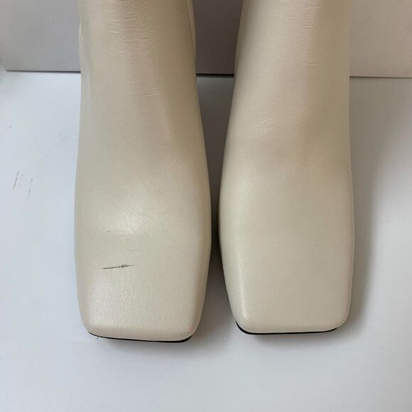 Alias Mae Yolanda Bootie Sz 37EU/6US in Bone Ivory Leather Square Toe - Picture 12 of 12